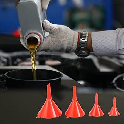 DEDC Oil Funnels, Plastic Gas Funnels Set for Car, Automotive, Kitchen, Mini Small Large Red (8pcs) - Image 5