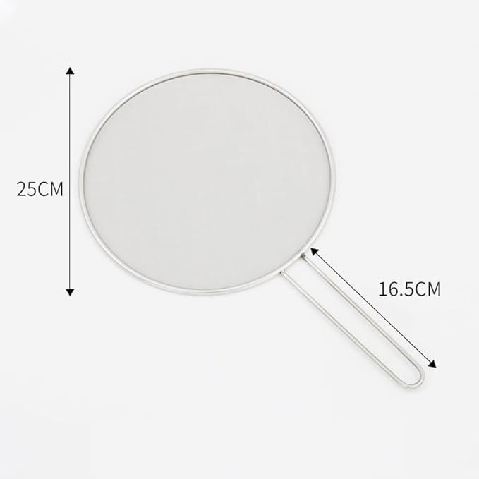 1Pc 10" Stainless Steel Pot Splatter Guard Fine Mesh Cover with Long Handle Home Kitchen Splatter Screen Fine Mesh Cover Lids for Cooking, Frying Pan, Silver