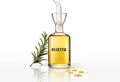 Olietta Olive Oil Dispenser Bottle Borosilicate Glass - 4.2 oz 125ml Non Drip Dispenser - Leak Proof Pourer Vinegar Drizzler Cruet - Easy Clean Drip Free Bottles for Kitchen by Olietta