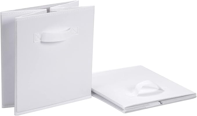 Amazon Basics Collapsible Fabric Storage Cubes Organizer with Handles, Sturdy Storage Bins, White, 10.5-x-10.5-x-11-inch, 6-Pack - Image 4