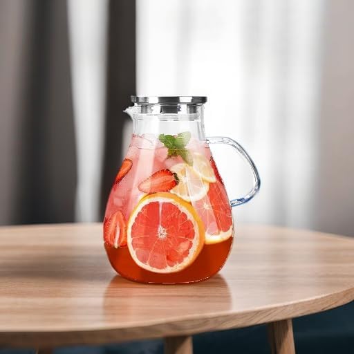 1 Gallon Glass Pitcher with Lid and Handle, Hot & Cold Water Jug, Extra-Wide Mouth Beverage Carafe for Juice, Iced Tea & Drinks - Image 5