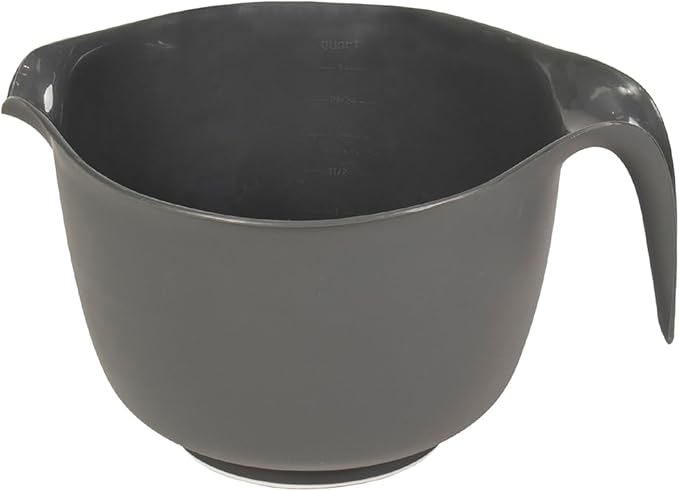 Glad Mixing Bowl with Handle – 3 Quart | Heavy Duty Plastic with Pour Spout and Non-Slip Base | Dishwasher Safe Kitchen Supplies for Cooking and Baking, Grey by GladTrashFoodStorage