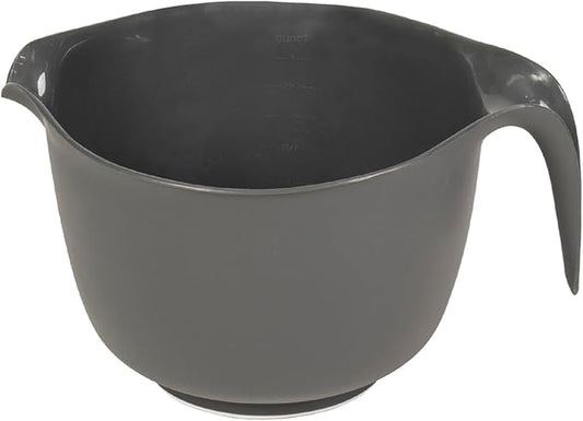 Glad Mixing Bowl with Handle – 3 Quart | Heavy Duty Plastic with Pour Spout and Non-Slip Base | Dishwasher Safe Kitchen Supplies for Cooking and Baking, Grey by GladTrashFoodStorage