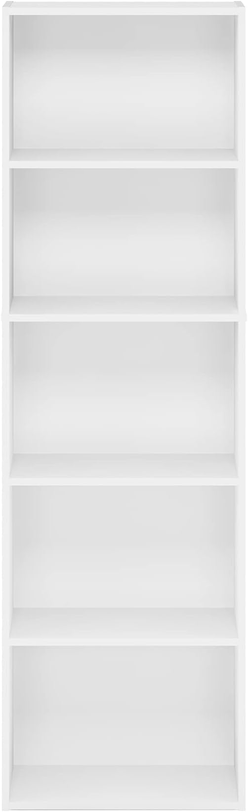 Furinno LUDER Book Shelf, 5-Tier Bookshelf, Bookcase with Open Shelves, 9.4 x 15.8 x 52, Easy Assembly, for Living Room, Bedroom, Home Office, White - Image 8
