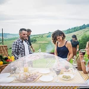 JULBEAR 4 Pcs Extra Large Mesh Food Cover Tent Umbrella Food Screen Covers for Outside Pop-up Mesh Reusable Food Nets for Parties Picnics Outdoor BBQs Collapsible (2 Pcs 40"x24", 2 Pcs 17"x17") - Image 5
