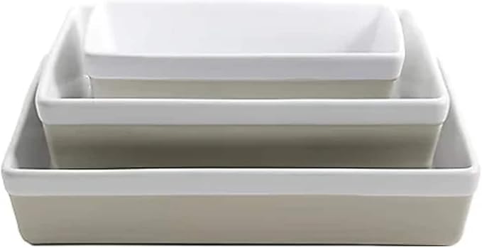 MARTHA STEWART 3-Piece Oven to Table Stoneware Bakeware Set – Baking Dish & Casserole Set – Grey – Durable Oven-Safe Bakeware for Baking and Serving - Image 4