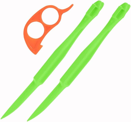 Soft Home Premium Plastic Orange Peeler Lemon Citrus Peel Cutter Vegetable Slicer Fruit Tools (Long Handle Type Green 2 Pack; Mouse Type orange 1 Pack) by Soft+Home