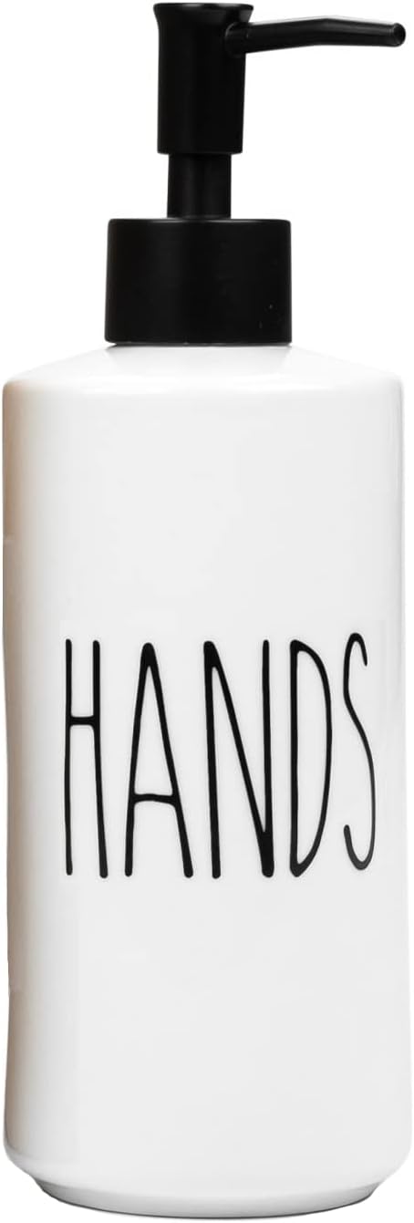 Heartland Home Porcelain 16oz Empty Liquid Dispenser Bottle for Hands. Hand Soap Dispenser for Bathroom, Hand Lotion Bottle, Lotion Pump Dispenser or Hand Sanitizer Pump for Hand Sanitizer Refill. by HeartlandHome