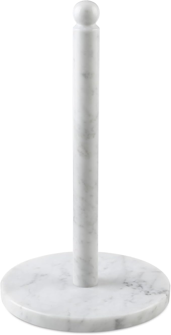 Koville Italian Marble Paper Towel Holder Countertop, Carrara Stone Paper Towel Holder Stand for Kitchen Storage, for Standard or Jumbo-Sized Rolls(Bianco Carrara) by Koville