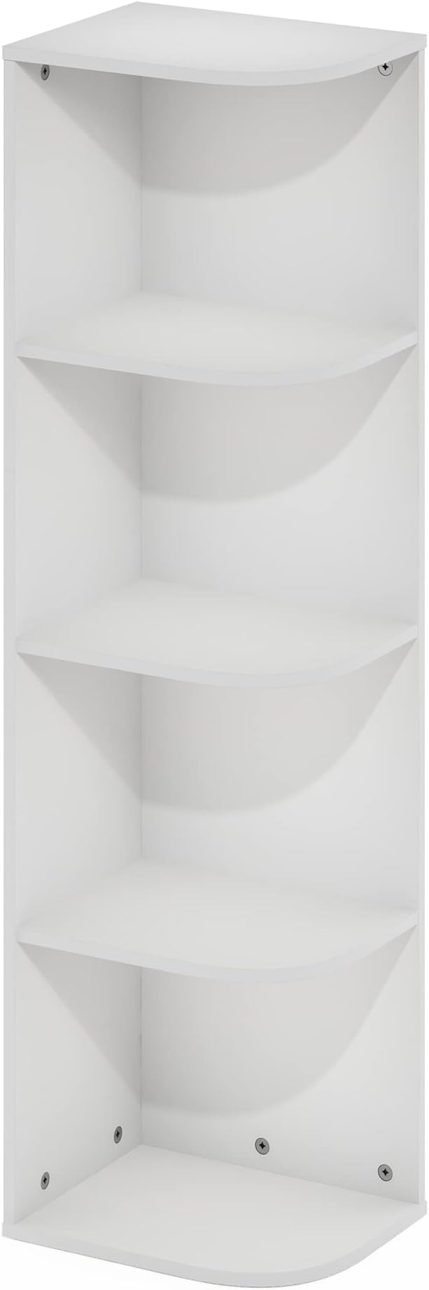 Furinno Pasir 4-Tier Corner Open Shelf Bookcase, White - Image 5