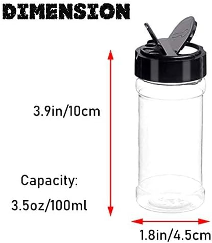16 PCS 3.5oz Plastic Seasoning Containers with Black Screw Lids to Pour or Shake,Portable Empty Clear Spice Jars,Storage Seasoning Containers for Spice,Powders,Peppers - Image 2