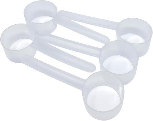1/4 Cup (4 Tablespoon | 2 Oz. | 60 mL) Long Handle Plastic Measuring Scoop for Coffee, Protein Powder, Pet Food, Spices, Grains, Dry Goods – Food-Grade BPA-Free (Pack of 5) by Supplement+and+Supply