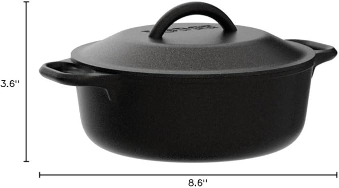 Lodge Cast Iron Dutch Oven - Loop Handle Cooking Vessel - Even Heat Retention - Oven-Safe, Versatile Pot - 2 Quart - Image 8