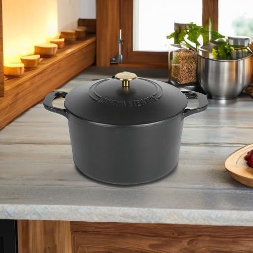 MARTHA STEWART Gatwick 7-Quart Enamel Cast Iron Dutch Oven Pot with Lid – Matte Black – Durable Heavy-Duty Dutch Oven for Slow Cooking, Braising & Baking - Image 5