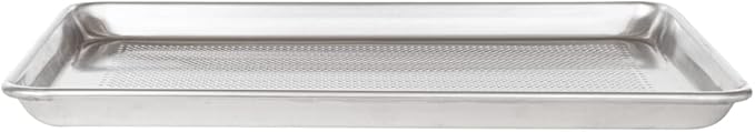Restaurantware 1 Perforated Bakery Sheet Pan, 18 x 13 Inch Industrial Baking Tray, Rimmed Edges, Endures Up To 392F, Aluminum Half-Baking Sheet, Dishwashable, Ideal For Baking Or Roasting