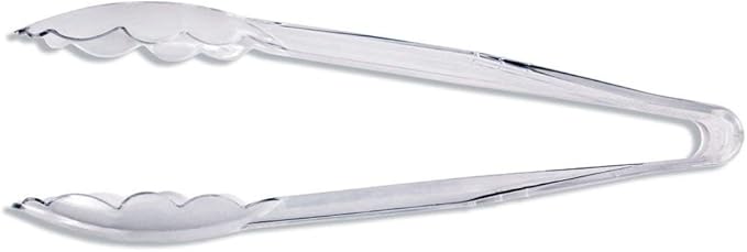 New Star Foodservice 35520 Utility Tong, High Heat Plastic, Scalloped, 12 inch, Set of 12, Clear