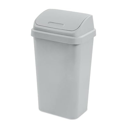 (5 Pack) Kitchen Trash Can, 13 Gallon Plastic Garbage Bin with Swing Top Lid, White, Gray(Gray) by Unknown
