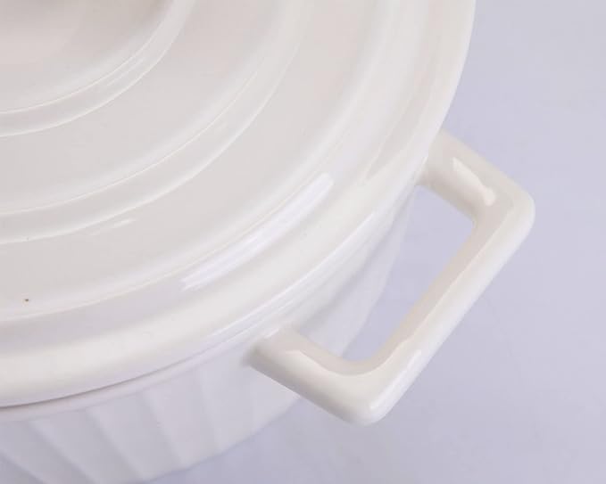 WHJY White Colorful Ceramic Casserole Dish with Lid，1 Quart Ceramic Casserole Pan for Bakeware Oven