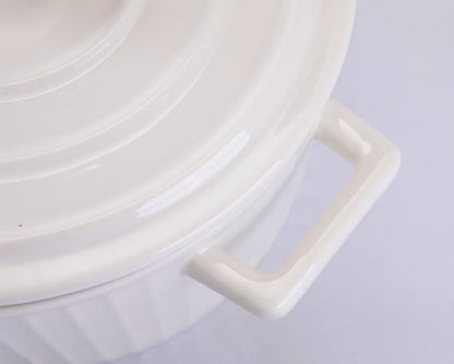 WHJY White Colorful Ceramic Casserole Dish with Lid，1 Quart Ceramic Casserole Pan for Bakeware Oven