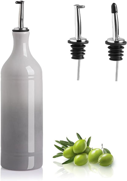 Sweejar Large Ceramic Olive Oil Dispenser Bottle, Opaque Oil Cruet Protects to Reduce Oxidation, Suitable for Storage Vinegar, Soy Sauce & Other Liquids, Pack of 1, 24 Fl Oz(Gradient Fog Gray) by Sweejarco1949