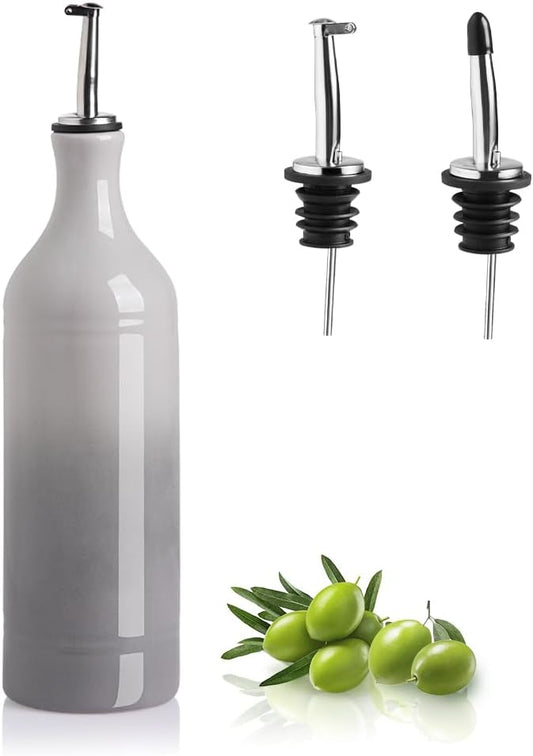 Sweejar Large Ceramic Olive Oil Dispenser Bottle, Opaque Oil Cruet Protects to Reduce Oxidation, Suitable for Storage Vinegar, Soy Sauce & Other Liquids, Pack of 1, 24 Fl Oz(Gradient Fog Gray) by Sweejarco1949