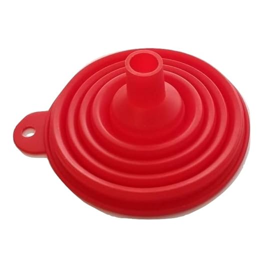 Handy Housewares 4" Wide Space-Saving Collapsible Flexible BPA-Free Silicone Kitchen Funnel - Red (1)