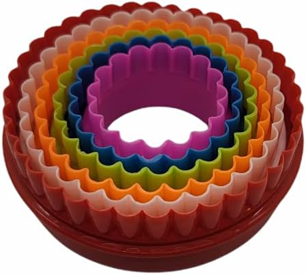 Handy Housewares 6pc Scalloped Biscuit/Cookie Dough Cutter Set, Round & Flower Edged, Dishwasher Safe, Plastic