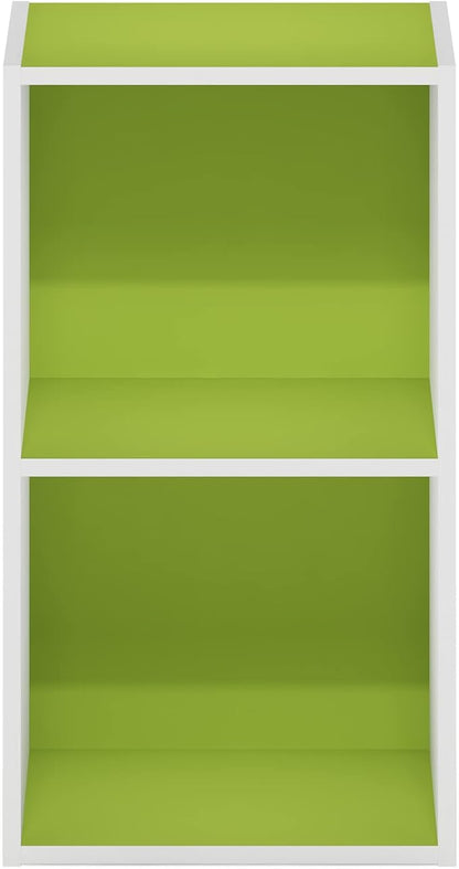 Furinno PASIR Book Shelf, 2-Tier Modern Bookshelf, Open Shelves Bookcase 9 x 12 x 21, Easy Assembly, for Living Room, Bedroom, Home Office, Green/White - Image 7