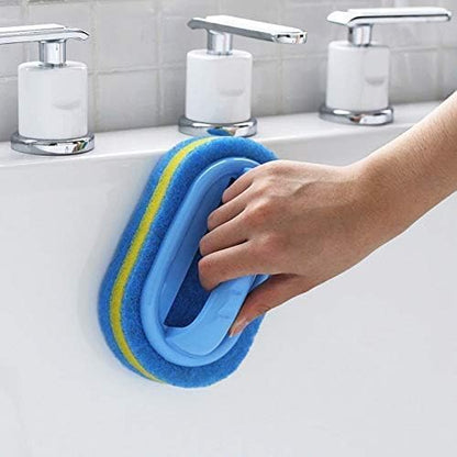 KOKSI 2-Piece Cleaning Brush for Bathroom Kitchen Bathtub Toilet Cleaner All Purpose Shower Sponge Scrubbing Brush with Ergonomic Handle