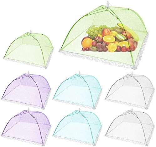 Pop-Up Mesh Screen Tent Umbrella, SPANLA 8 Pack Colored Food Cover Net for Outdoors, Screen Tents, Parties Picnics, BBQs, Reusable and Collapsible,17 Inches by SPANLA