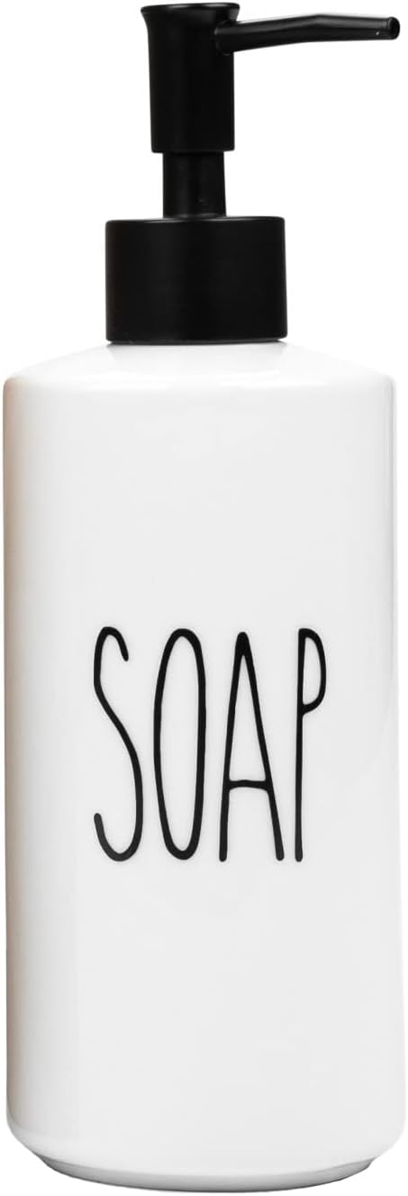 Heartland Home Porcelain 16oz Liquid Dispenser - Kitchen, Bathroom & Laundry Soap & Shampoo Dispenser by HeartlandHome