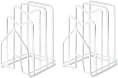 SUNFICON 2 Pack White Cutting Board Holder Rack Pot Pan Lids Holder Chopping Board Organizer Thin Bakeware Tray Dry Display Stand Kitchen Countertop Cabinet Office by SUNFICON