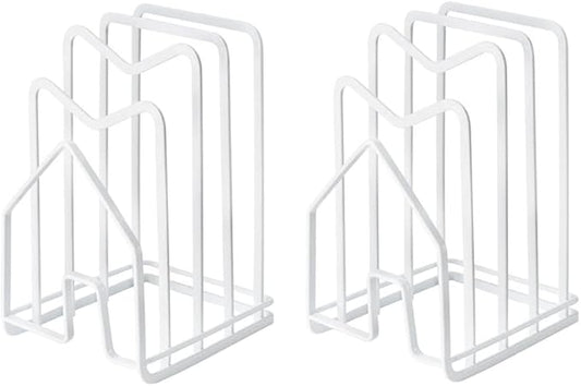 SUNFICON 2 Pack White Cutting Board Holder Rack Pot Pan Lids Holder Chopping Board Organizer Thin Bakeware Tray Dry Display Stand Kitchen Countertop Cabinet Office by SUNFICON