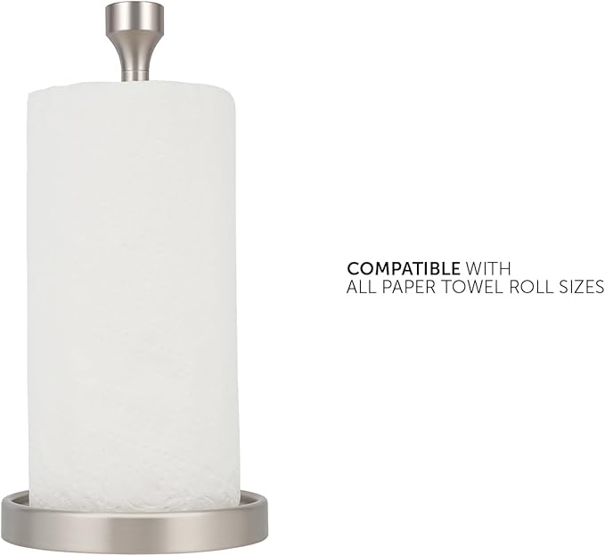Ivilon Countertop Paper Towel Holder - Modern Bell End Minimalist Design - Color Brushed Nickel - Image 3