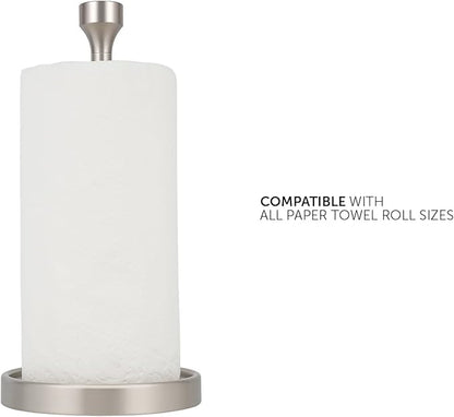 Ivilon Countertop Paper Towel Holder - Modern Bell End Minimalist Design - Color Brushed Nickel - Image 3