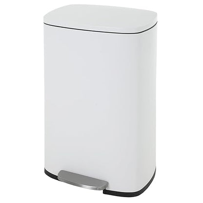 BestMassage 13 Gallon (50L) Stainless Steel Trash Can with Lid, Removable Inner Bucket, Foot Pedal, Soft Close for Home, Kitchen, Office
