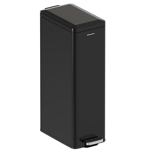 Soft-Close Trash Can with lid，8 Gallon/30L Anti-Fingerprint Stainless Steel Garbage Can with Foot Pedal for Kitchen, Black by SolaceCove