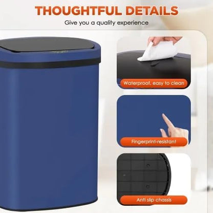 13 Gallon Automatic Trash Can with Lid, Touch Free Stainless Steel Kitchen Trash Can Touchless Garbage Can 50L High Capacity Electronic Sensor Trash Bin Waste Bin for Room Kitchen Office (Deep Blue) - Image 6