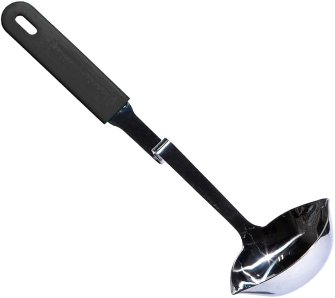 Souper Cubes + Lori Greiner No Mess Stainless Steel Soup Ladle with Silicone Handle - Metal Soup Ladle with No Mess Design That Hooks on Side of Any Pot - Charcoal by SouperCubes%C2%AE