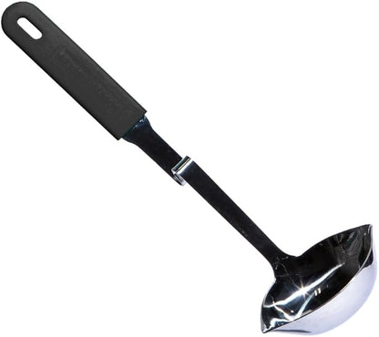 Souper Cubes + Lori Greiner No Mess Stainless Steel Soup Ladle with Silicone Handle - Metal Soup Ladle with No Mess Design That Hooks on Side of Any Pot - Charcoal by SouperCubes%C2%AE