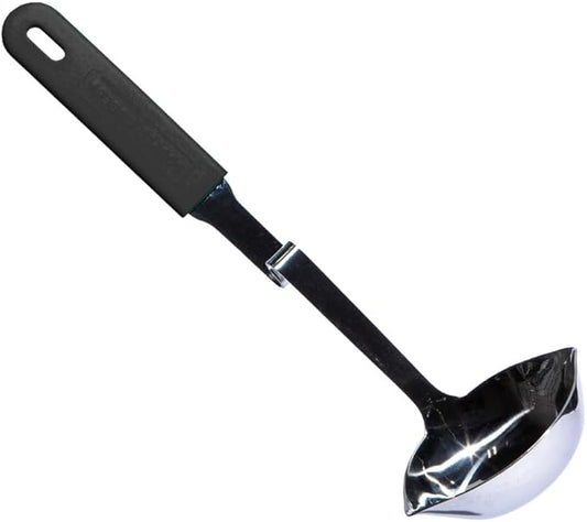 Souper Cubes + Lori Greiner No Mess Stainless Steel Soup Ladle with Silicone Handle - Metal Soup Ladle with No Mess Design That Hooks on Side of Any Pot - Charcoal by SouperCubes%C2%AE