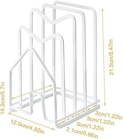 SUNFICON 2 Pack White Cutting Board Holder Rack Pot Pan Lids Holder Chopping Board Organizer Thin Bakeware Tray Dry Display Stand Kitchen Countertop Cabinet Office - Image 6