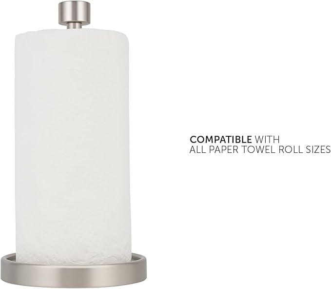 Ivilon Countertop Paper Towel Holder - Modern End Cap Minimalist Design - Color Brushed Nickel - Image 3