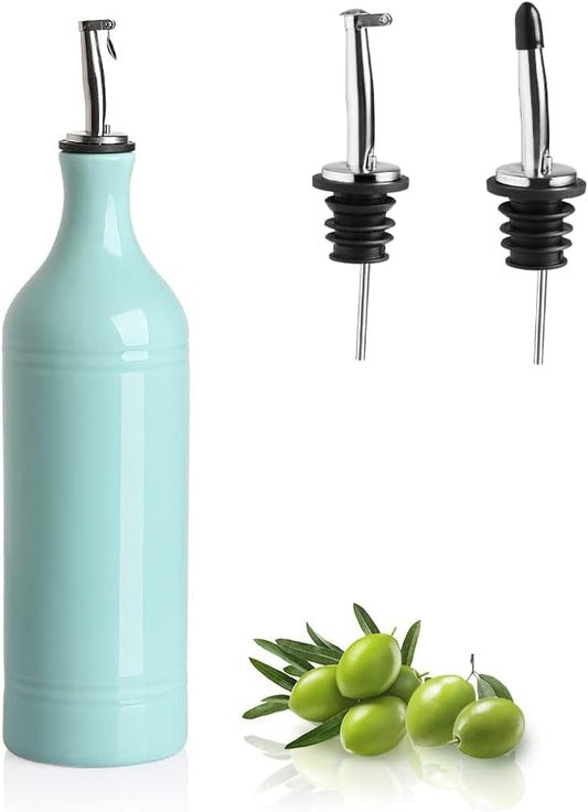 Sweejar Large Ceramic Olive Oil Dispenser Bottle, Opaque Oil Cruet Protects to Reduce Oxidation, Suitable for Storage Vinegar, Soy Sauce & Other Liquids, Pack of 1, 24 Fl Oz(Turquoise) by Sweejarco1949