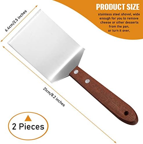 Newtay 2 Pieces Small Brownie Cookie Spatula Metal Stainless Steel Spatula with Wooden Handle for Kitchen Cooking Chef Baking Scraper Turner, 2.5 x 8.2 Inch