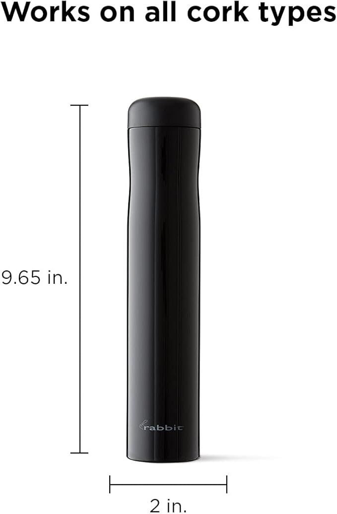 Rabbit Automatic Electric Corkscrew Wine Opener, Cordless Rechargeable, One-Touch Operation, Sleek Shiny Black Finish, Easy to Use for Wine Lovers - Image 2
