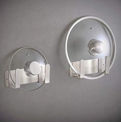 Pot Lid Rack, Wall Mounted 304 Stainless Steel Pan Lid Organizer Holder, 3M Self Adhesive, Kitchen Cooking Utensil Tool (Silver, Set of 2) - Image 9