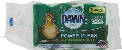 Dawn Power Clean Wedge-Shaped Scrubber Sponges, Pack of 3, Green