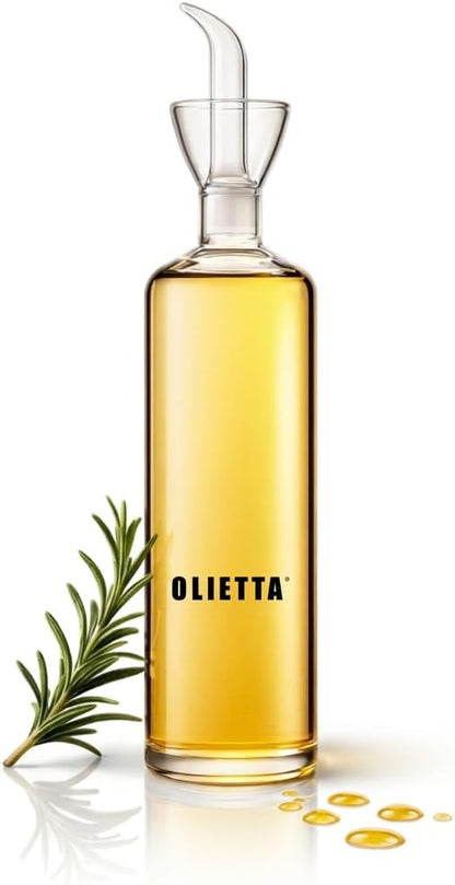 Olietta Olive Oil Dispenser Bottle Borosilicate Glass - Non Drip Oil Dispenser for Kitchen, Leak Proof Vinegar Drizzler Cruet, Easy Clean, 17 Ounces, Modern by Olietta