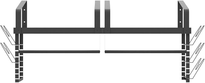 X-cosrack Pot Racks Wall Mounted Set of 2,with Towel Bar and Pots Pans Lids Organizer, Kitchen Cookware Hanging Shelves with 12 Hooks, Black - Image 4